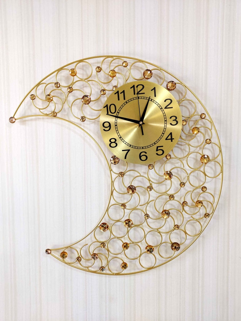 FunkyDecors 3D Moon Wall Clock Watch Decor For Home Office And Gifts 62 Cm Tall Clocks