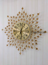Load image into Gallery viewer, Funkytradition 3D Star Diamond Studded Wall Clock Watch Decor For Home Office And Gifts 62 Cm Tall
