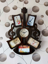 Load image into Gallery viewer, Funkytradition 5 Photos Guitar Photo Frames With Clock For Home Office Decor And Gifts
