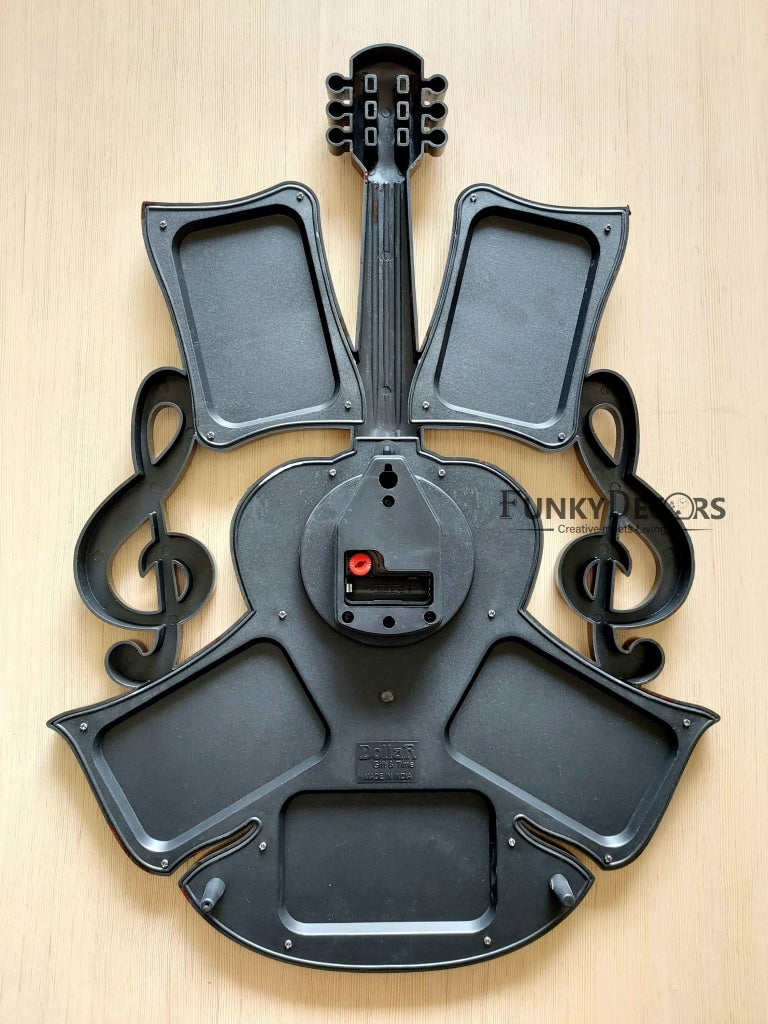 Funkytradition 5 Photos Guitar Photo Frames With Clock For Home Office Decor And Gifts