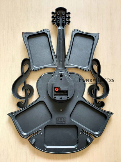 Funkytradition 5 Photos Guitar Photo Frames With Clock For Home Office Decor And Gifts