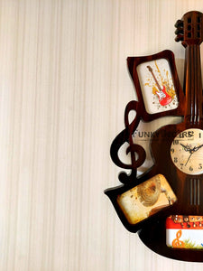 Funkytradition 5 Photos Guitar Photo Frames With Clock For Home Office Decor And Gifts