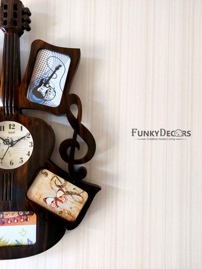 Funkytradition 5 Photos Guitar Photo Frames With Clock For Home Office Decor And Gifts