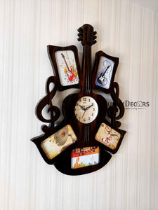 Funkytradition 5 Photos Guitar Photo Frames With Clock For Home Office Decor And Gifts