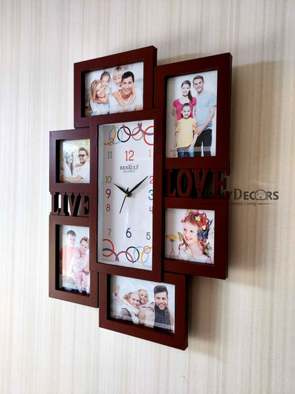 Funkytradition 6 Photo Frames With Clock For Home Office Decor And Gifts