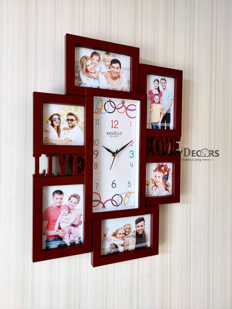 FunkyDecors 6 Photo Frames With Clock For Home Office Decor And Gifts
