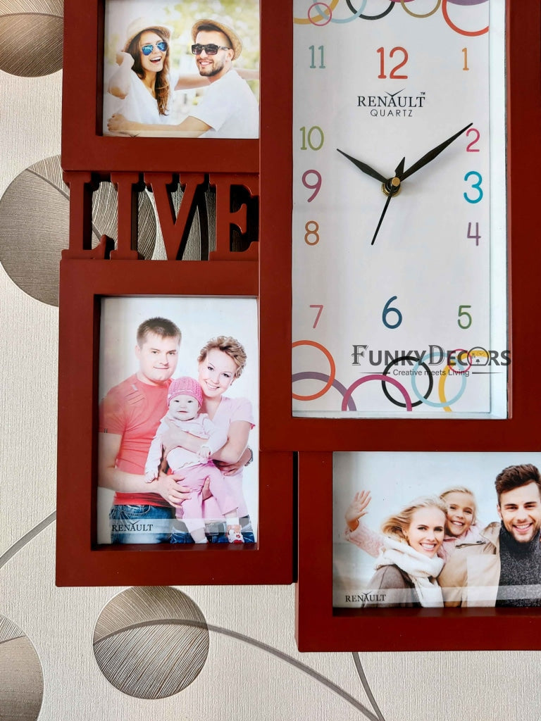 FunkyDecors 6 Photo Frames With Clock For Home Office Decor And Gifts