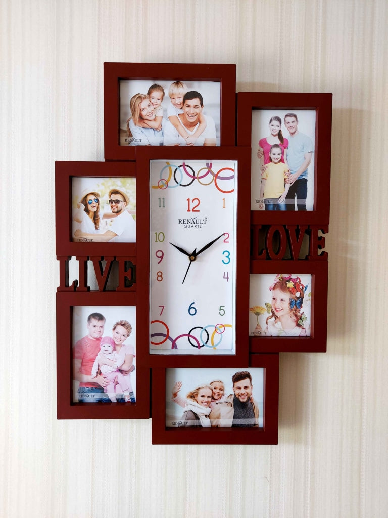 FunkyDecors 6 Photo Frames With Clock For Home Office Decor And Gifts
