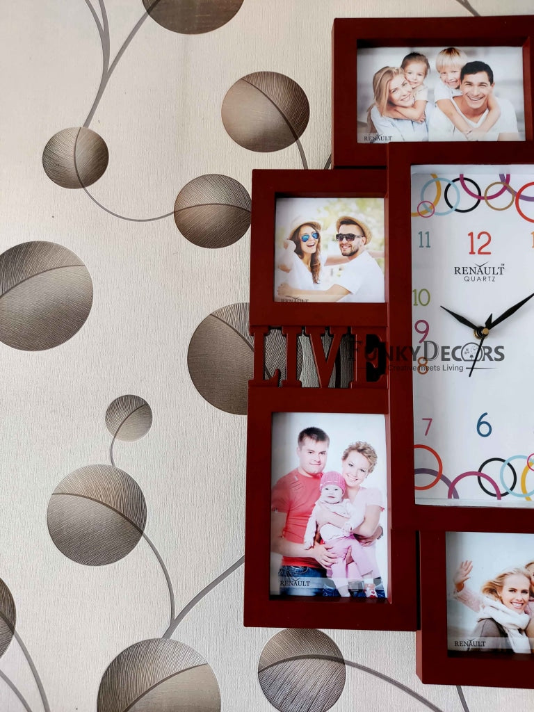 Funkytradition 6 Photo Frames With Clock For Home Office Decor And Gifts