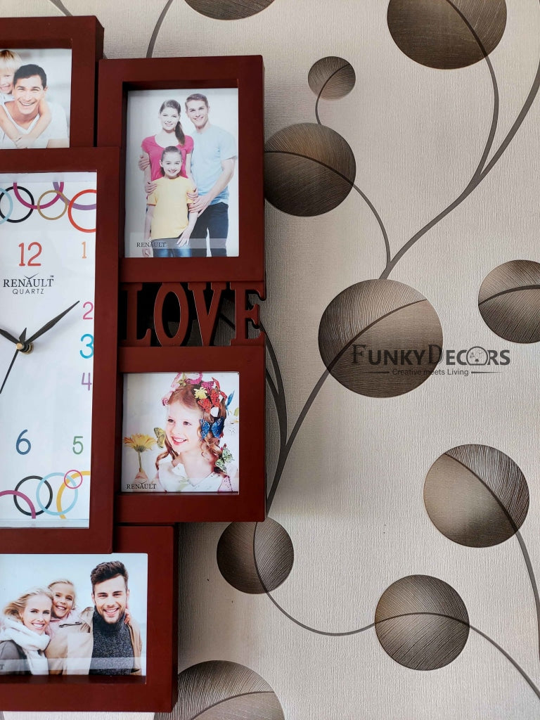 FunkyDecors 6 Photo Frames With Clock For Home Office Decor And Gifts
