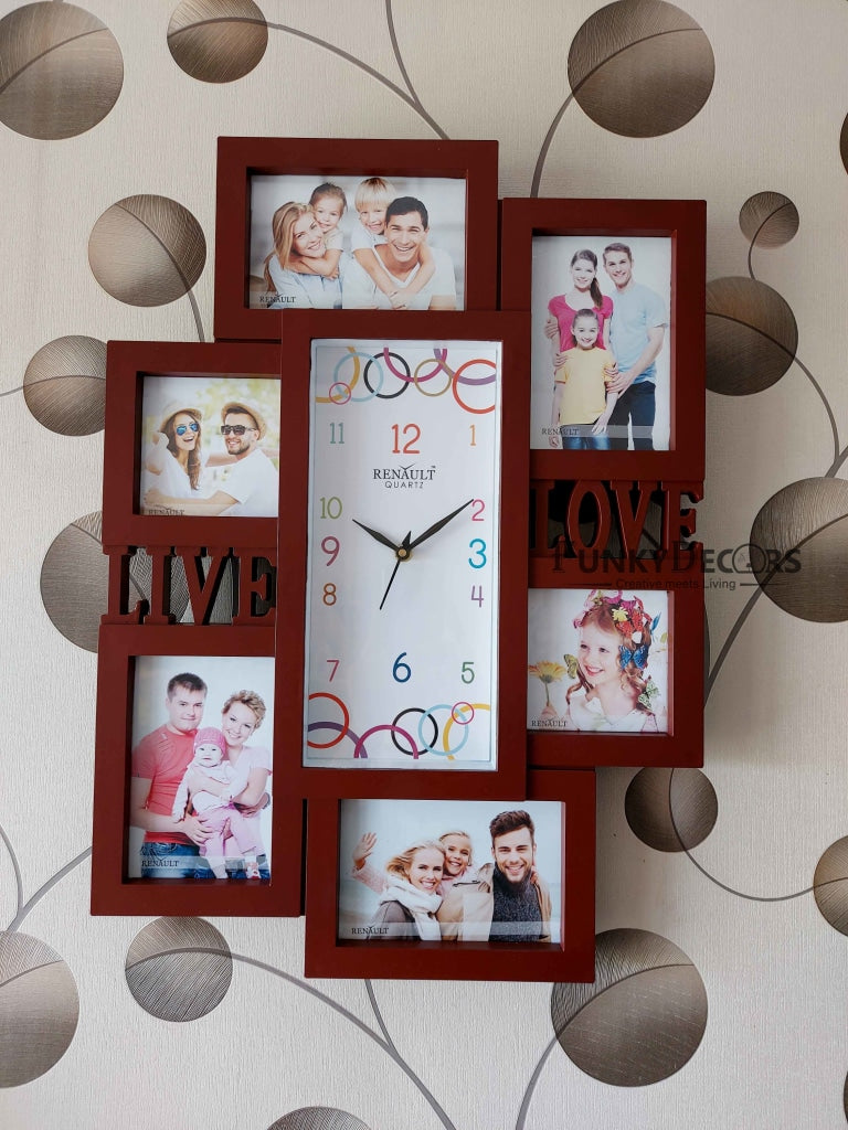 Funkytradition 6 Photo Frames With Clock For Home Office Decor And Gifts