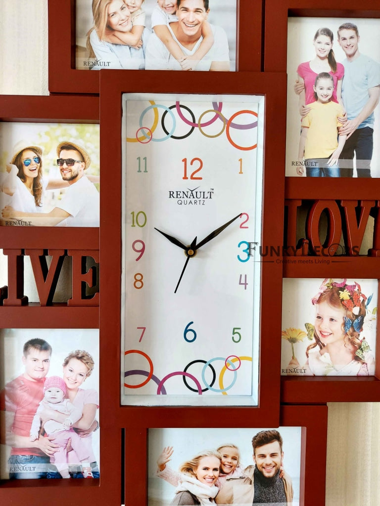 FunkyDecors 6 Photo Frames With Clock For Home Office Decor And Gifts
