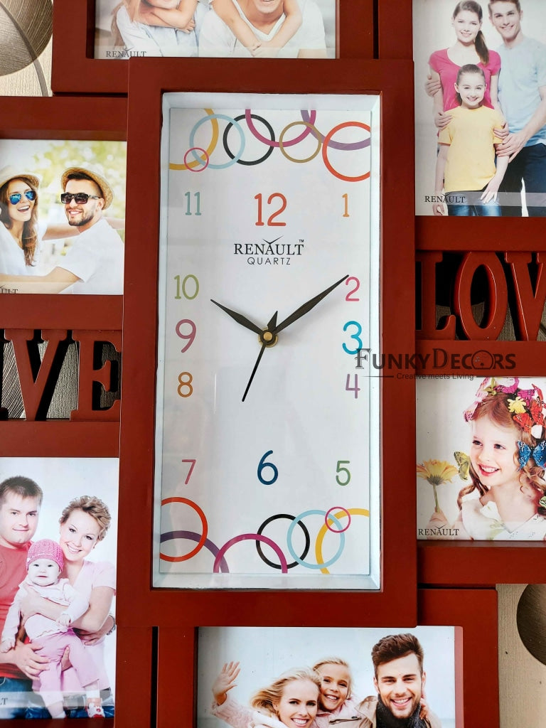 Funkytradition 6 Photo Frames With Clock For Home Office Decor And Gifts