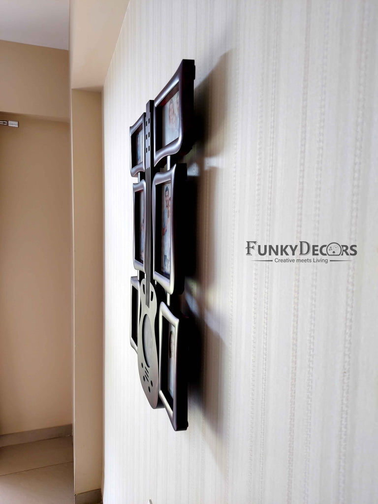 Funkytradition 6 Photos Guitar Photo Frames With Clock For Home Office Decor And Gifts