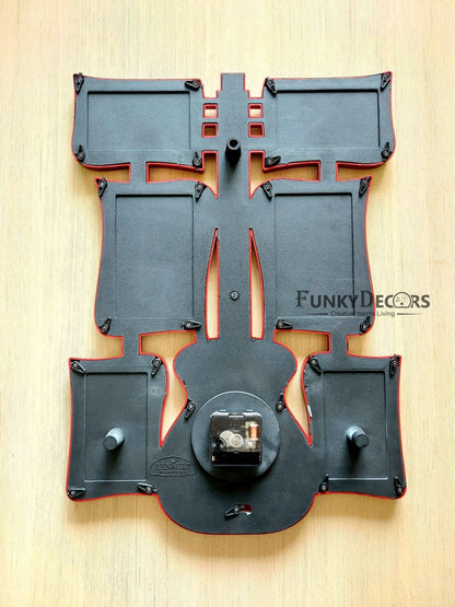 Funkytradition 6 Photos Guitar Photo Frames With Clock For Home Office Decor And Gifts