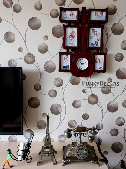 Funkytradition 6 Photos Guitar Photo Frames With Clock For Home Office Decor And Gifts