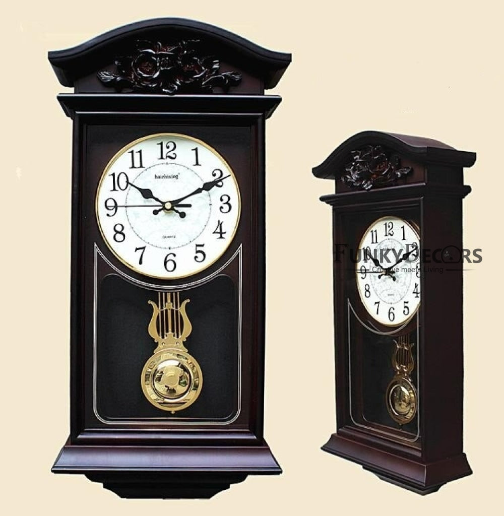 FunkyDecors Almirah Design Wall Clock With Pendulum And Sound For Home Office Decor Gifts 52 Cm