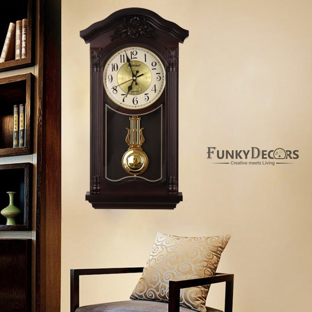FunkyDecors Almirah Design Wall Clock With Pendulum And Sound For Home Office Decor Gifts 52 Cm