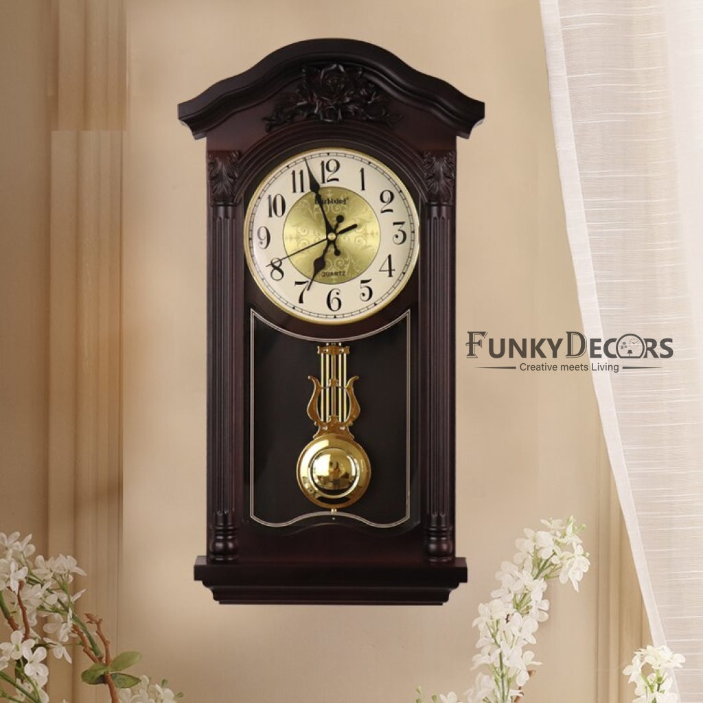 FunkyDecors Almirah Design Wall Clock With Pendulum And Sound For Home Office Decor Gifts 52 Cm