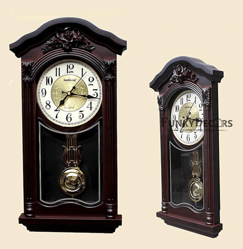 FunkyDecors Almirah Design Wall Clock With Pendulum And Sound For Home Office Decor Gifts 52 Cm