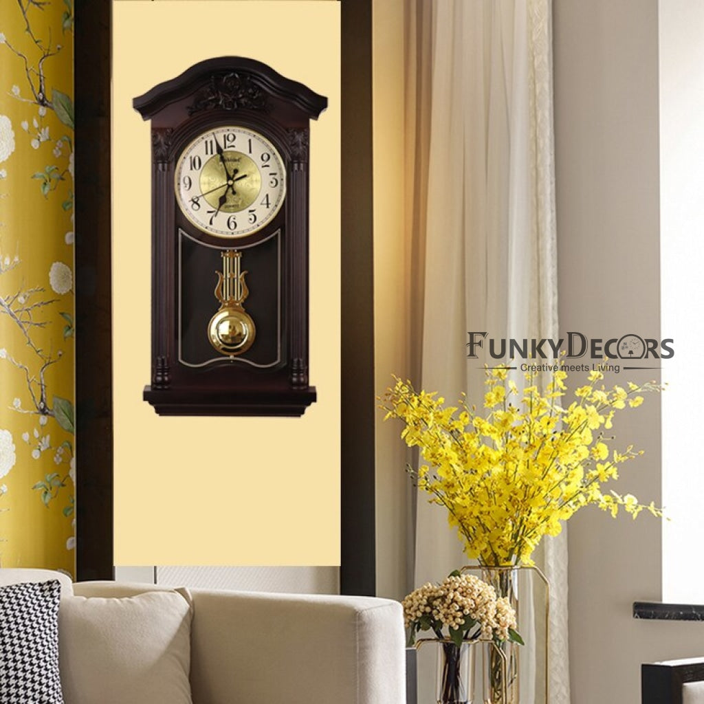 FunkyDecors Almirah Design Wall Clock With Pendulum And Sound For Home Office Decor Gifts 52 Cm