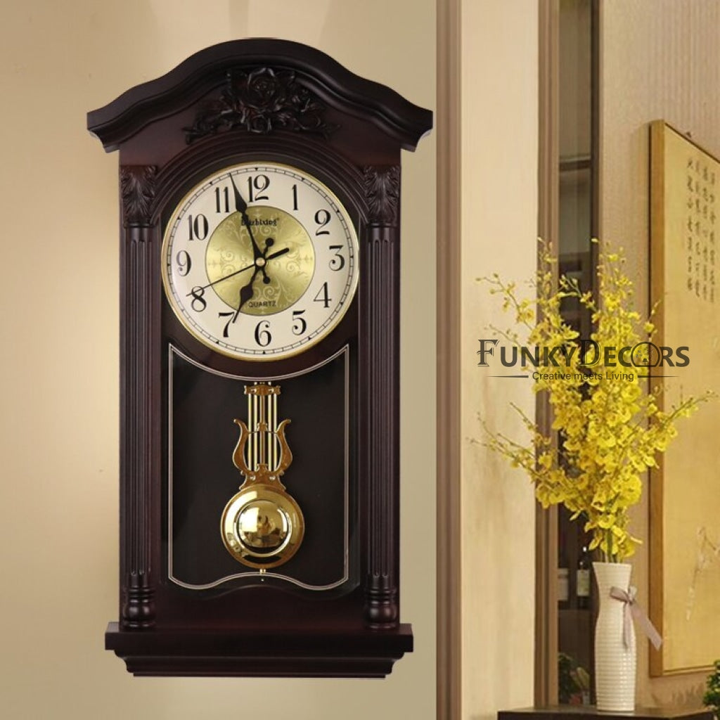 FunkyDecors Almirah Design Wall Clock With Pendulum And Sound For Home Office Decor Gifts 52 Cm