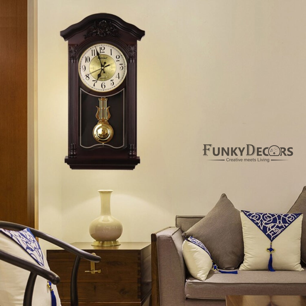 FunkyDecors Almirah Design Wall Clock With Pendulum And Sound For Home Office Decor Gifts 52 Cm