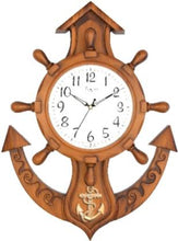 Load image into Gallery viewer, Funkytradition Antique Anchor Wood Color Wall Clock For Home Office Decor And Gifts 70 Cm Tall
