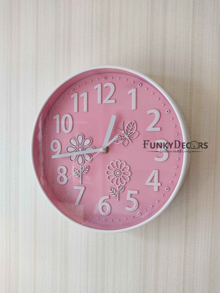 Funkytradition Baby Pink Wall Clock Watch Decor For Home Office And Gifts 26 Cm Tall Clocks