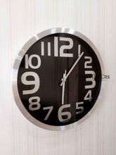 Load image into Gallery viewer, Funkytradition Big Font Silver Black Minimal Wall Clock Watch Decor For Home Office And Gifts 30 Cm
