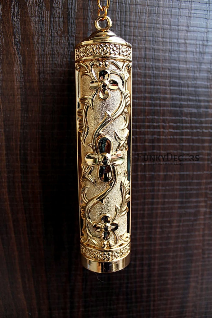 Funkytradition Big Royal Designer Gold Plated White Premium String Hanging Wall Clock For Home