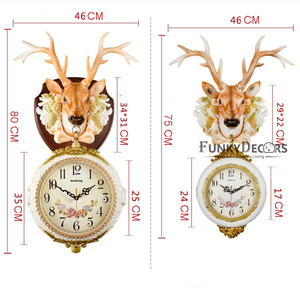 Funkytradition Big Royal Multicolor Dual Hanging Reindeer Wall Clock For Home Office Decor And Gifts