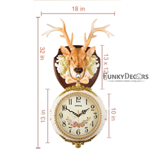 Load image into Gallery viewer, Funkytradition Big Royal Multicolor Dual Hanging Reindeer Wall Clock For Home Office Decor And Gifts
