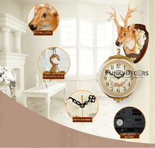 Load image into Gallery viewer, Funkytradition Big Royal Multicolor Dual Hanging Reindeer Wall Clock For Home Office Decor And Gifts

