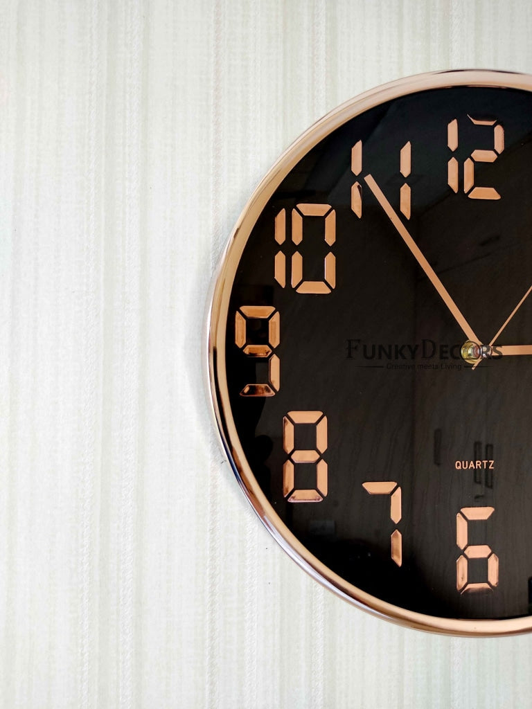 Funkytradition Black Golden Minimal Wall Clock Watch Decor For Home Office And Gifts 30 Cm Tall