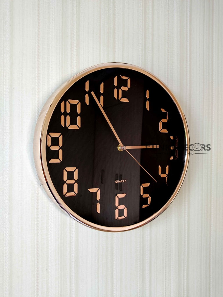 Funkytradition Black Golden Minimal Wall Clock Watch Decor For Home Office And Gifts 30 Cm Tall
