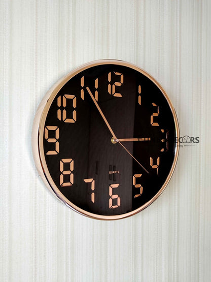 Funkytradition Black Golden Minimal Wall Clock Watch Decor For Home Office And Gifts 30 Cm Tall