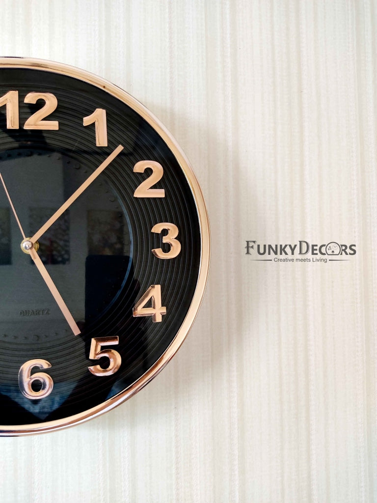 Funkytradition Black Golden Minimal Wall Clock Watch Decor For Home Office And Gifts 30 Cm Tall