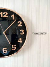 Load image into Gallery viewer, Funkytradition Black Golden Minimal Wall Clock Watch Decor For Home Office And Gifts 30 Cm Tall
