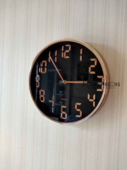 Funkytradition Black Golden Minimal Wall Clock Watch Decor For Home Office And Gifts 30 Cm Tall