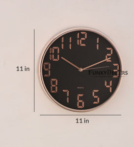 Funkytradition Black Golden Minimal Wall Clock Watch Decor For Home Office And Gifts 30 Cm Tall