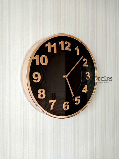 Funkytradition Black Golden Minimal Wall Clock Watch Decor For Home Office And Gifts 30 Cm Tall