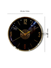 Load image into Gallery viewer, Funkytradition Black Golden Minimal Wall Clock Watch Decor For Home Office And Gifts 35 Cm Tall
