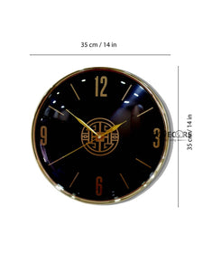 Funkytradition Black Golden Minimal Wall Clock Watch Decor For Home Office And Gifts 35 Cm Tall
