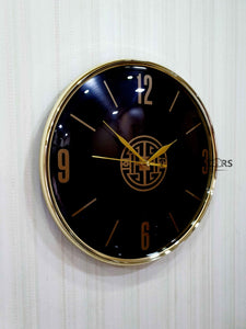 Funkytradition Black Golden Minimal Wall Clock Watch Decor For Home Office And Gifts 35 Cm Tall