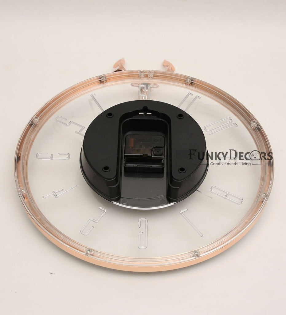 FunkyDecors Black Reindeer Glass Transparent Minimal Wall Clock Watch Decor For Home Office And