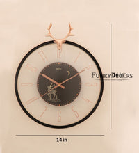 Load image into Gallery viewer, Funkytradition Black Reindeer Glass Transparent Minimal Wall Clock Watch Decor For Home Office And
