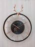FunkyDecors Black Reindeer Glass Transparent Minimal Wall Clock Watch Decor For Home Office And