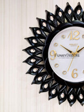 Load image into Gallery viewer, Funkytradition Black Sun Shaped Wall Clock Watch Decor For Home Office And Gifts 40 Cm Tall Clocks
