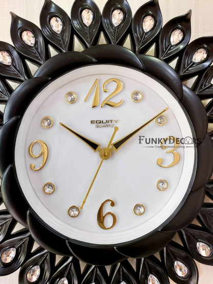 Funkytradition Black Sun Shaped Wall Clock Watch Decor For Home Office And Gifts 40 Cm Tall Clocks